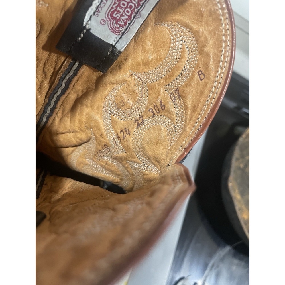 VTG Nocona Womens Cowboy Western Boots‎ 7 Brown Teju Lizard Skin Flame Stitch - Picture 7 of 13